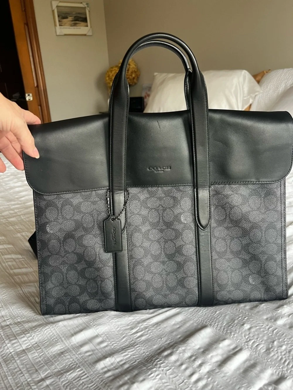 Coach Black Signature Canvas & Leather Briefcase Tote